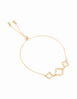 Gold Cubic Zirconia Clover Trio Bracelet