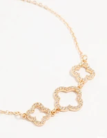 Gold Cubic Zirconia Clover Trio Bracelet