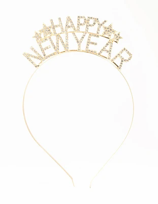 Gold Happy New Year Diamante Headband