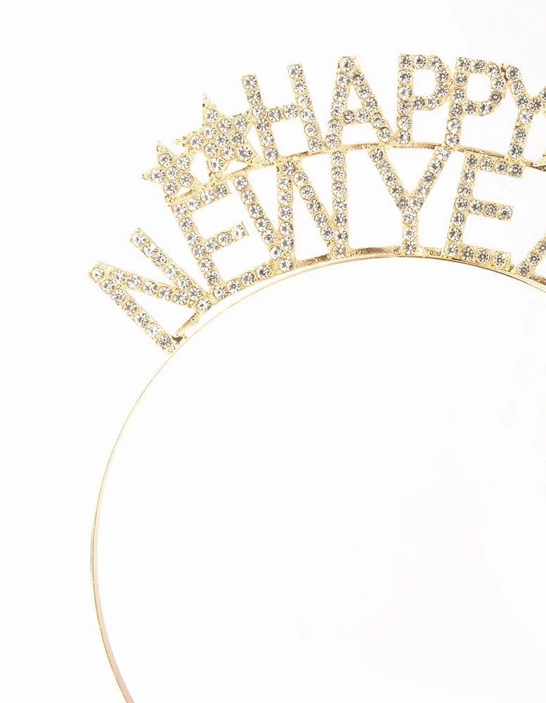 Gold Happy New Year Diamante Headband