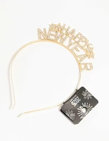 Gold Happy New Year Diamante Headband