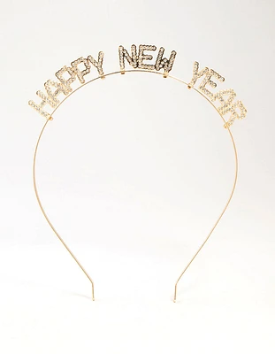 Gold Diamante Happy New Year Headband