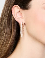 Rose Gold Flower & Pearl Hoop Earrings