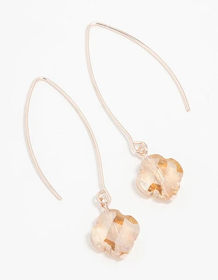 Rose Gold Fine Clover Drop Earrings