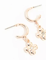 Rose Gold Flower & Clover Hoop Earrings 3-Pack