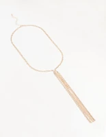 Rose Gold Diamante Tassel Y-Necklace