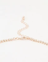 Rose Gold Diamante Tassel Y-Necklace