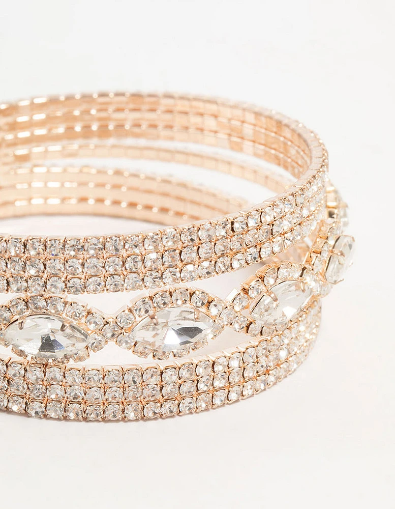 Rose Gold Diamante Marquise Wrist Cuff