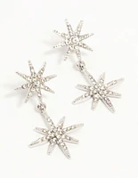 Silver Diamante Star Drop Earrings