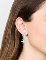 Silver Diamante Star Drop Earrings