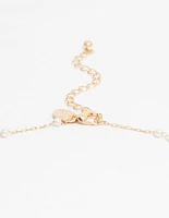 Gold Fine Pearl Station Necklace