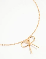 Gold Fine Metal Bow Necklace