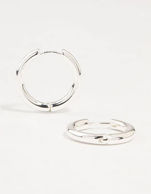 Silver Round Medium Huggie Earrings