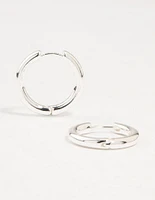 Silver Round Medium Huggie Earrings