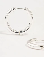 Silver Round Medium Huggie Earrings