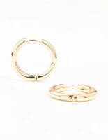 Gold Round Medium Huggie Earrings