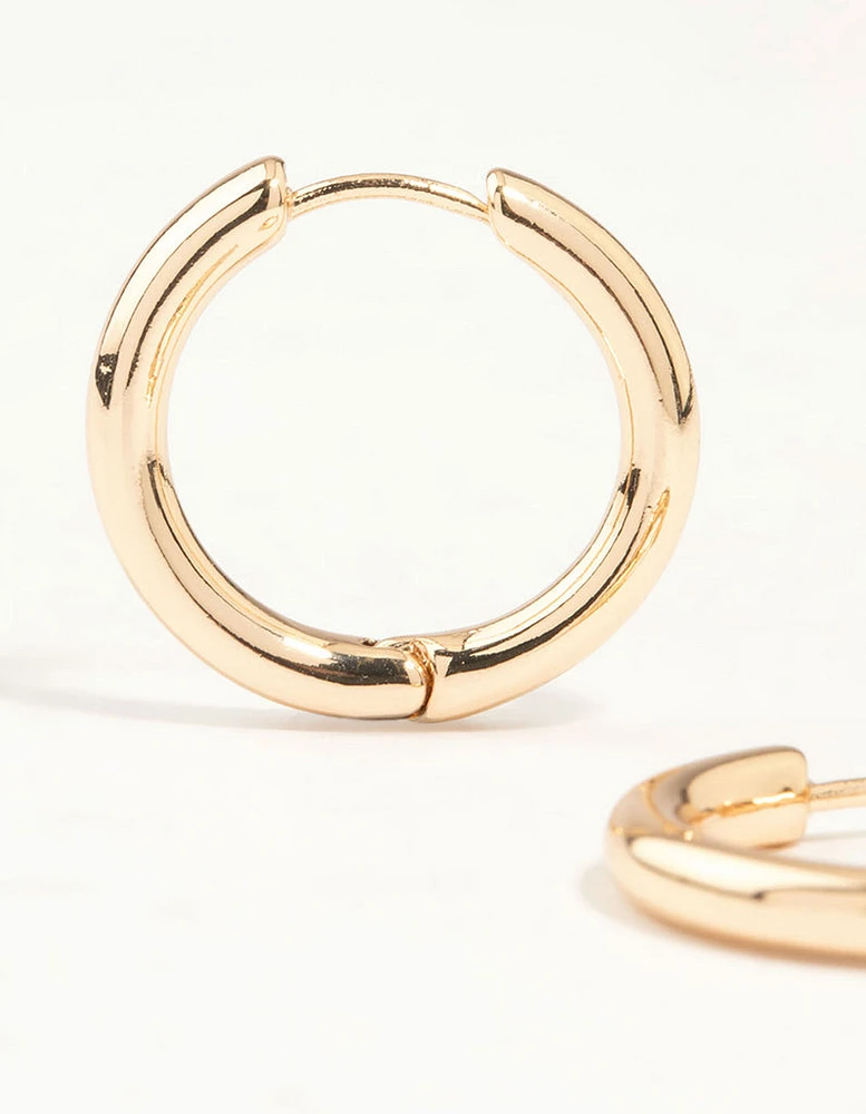 Gold Round Medium Huggie Earrings