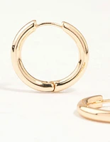 Gold Round Medium Huggie Earrings