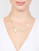 Gold Plated Bow & Star Charm Necklace
