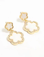 Gold Plated Clover Drop Earrings