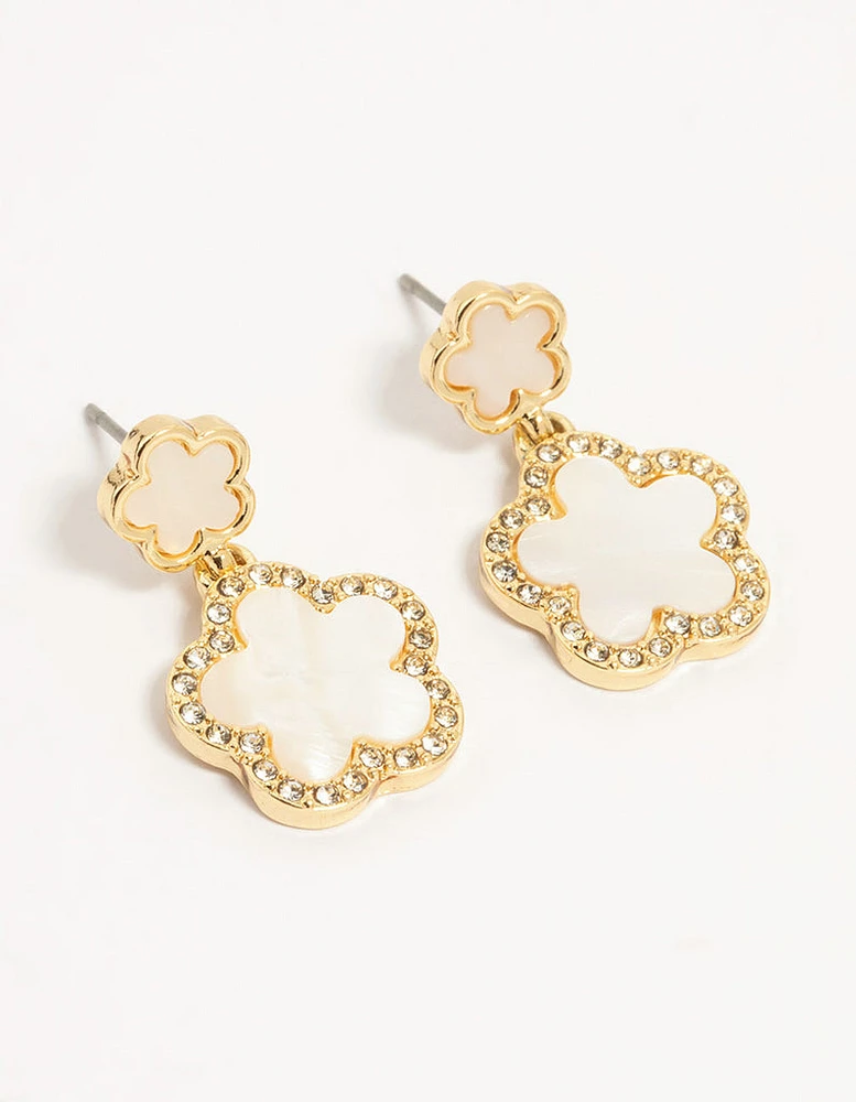 Gold Plated Flower Drop Earrings