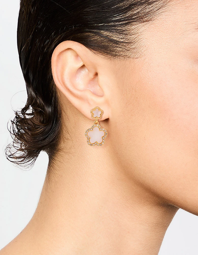 Gold Plated Clover Drop Earrings