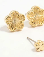 Gold Plated Brass Mini Clover Earrings 4-Pack