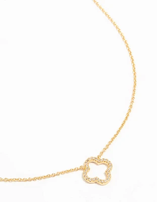 Gold Plated Hollow Flower Necklace