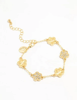 Gold Plated Brass Flower Bracelet