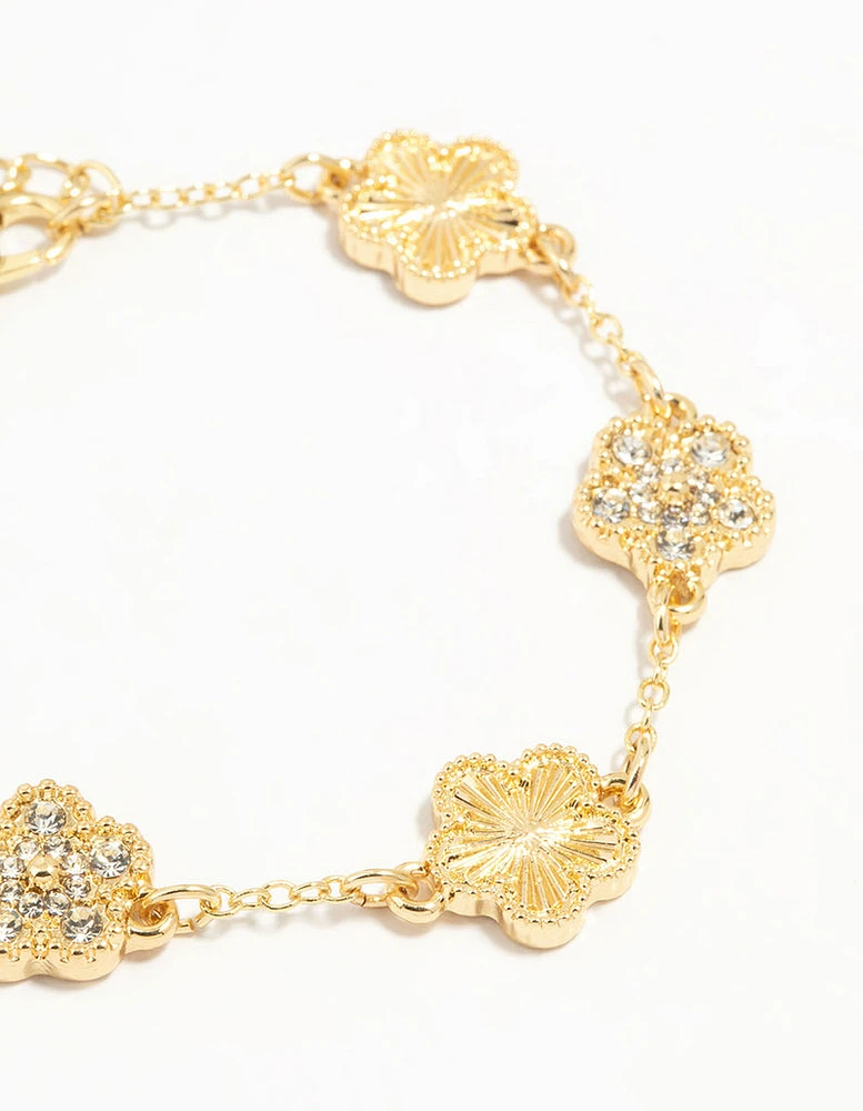 Gold Plated Brass Flower Bracelet