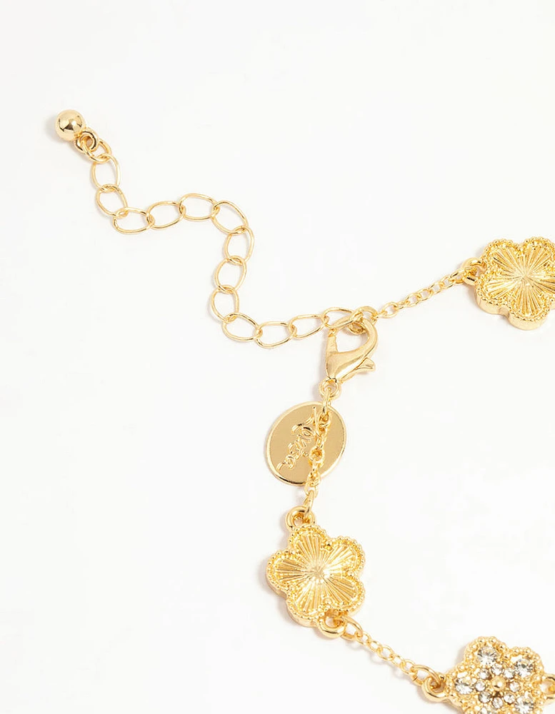 Gold Plated Brass Flower Bracelet