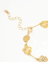Gold Plated Brass Flower Bracelet