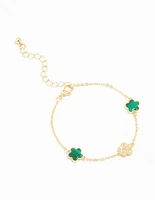 Gold Plated Trio Clover Bracelet