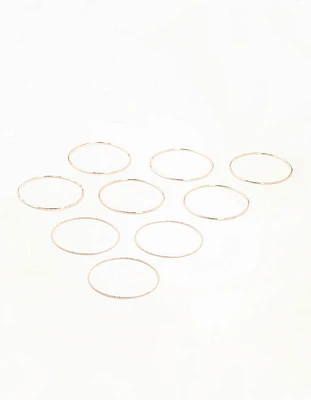 Rose Gold Twisted & Plain Thin Bangles 9-Pack