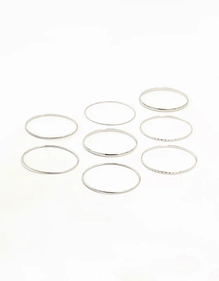 Silver Mixed Textured Bangles 8-Pack