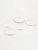 Silver Glitter Paper & Diamante Bangles 5-Pack