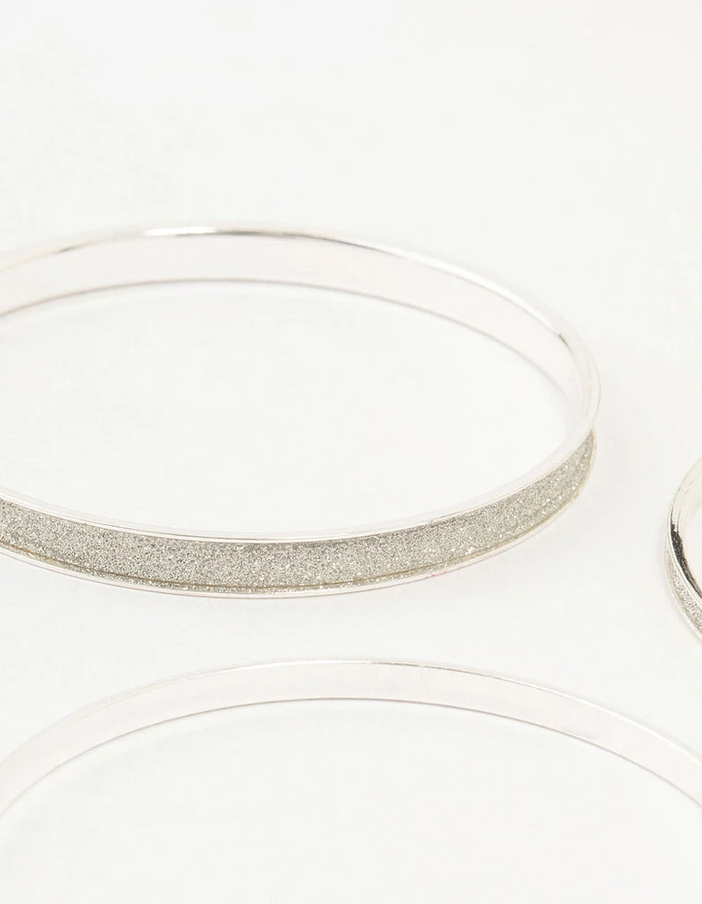 Silver Glitter Paper & Diamante Bangles 5-Pack