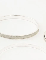 Silver Glitter Paper & Diamante Bangles 5-Pack