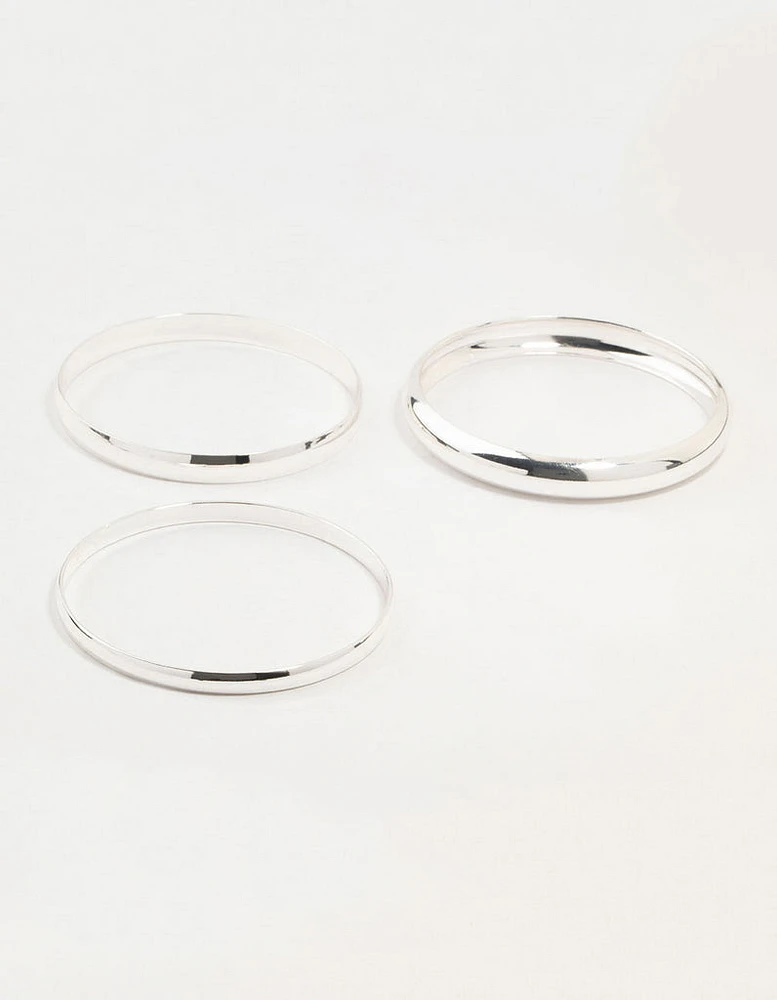 Silver Thick Bangles 3-Pack