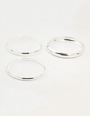 Silver Thick Bangles 3-Pack