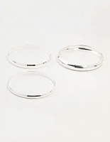 Silver Thick Bangles 3-Pack