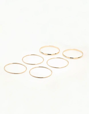 Gold Plain Mixed Width Bangles 5-Pack