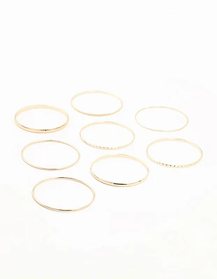 Gold Mixed Textured Bangles 8-Pack