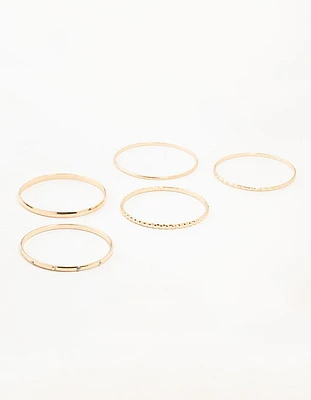 Gold Diamante & Textured Bangles 5-Pack