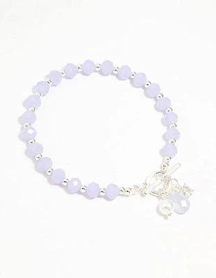 Silver Pearl & Diamante Beaded T&O Bracelet