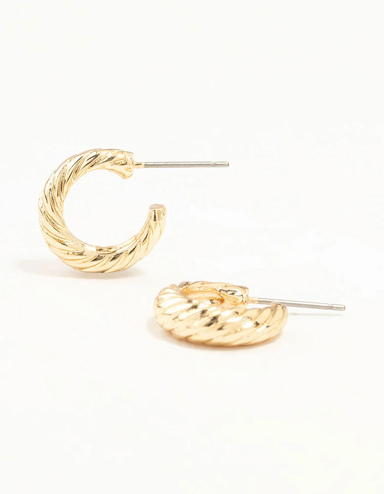 Gold Crescent Hoop Earrings