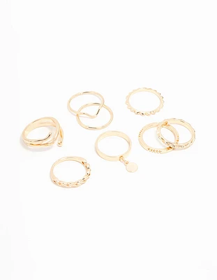 Gold Swirl Mixed Stacking Rings 8-Pack
