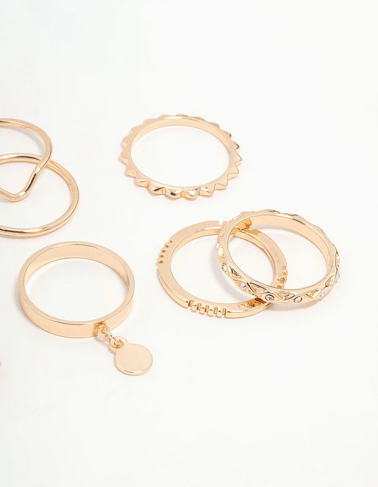Gold Swirl Mixed Stacking Rings 8-Pack