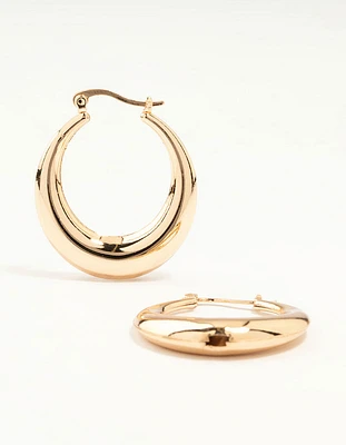 Gold Boat Hoop Earrings