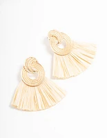 Gold Raffia Fan Drop Earrings